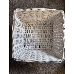 White Wicker Square Basket Storage Cube 16x16 7" Deep